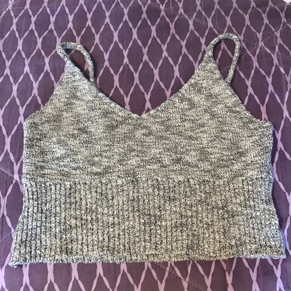 Grey woven crop top